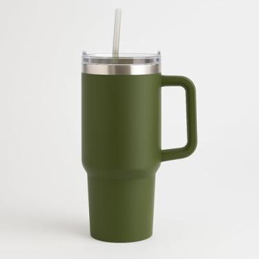 Imagem de Copo Térmico Inox 1.2L com Alça Tampa e Canudo – Parede Dupla, 30h Frio 12h Quente – Ideal para Café Água Suco Viagem Academia (Verde)