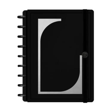 Imagem de Caderno de Disco ISCOOL Capa Dura Monograma Minimal Perfil M Preto Letra (Letra L)