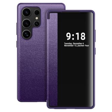 Imagem de Capa flip para Samsung Galaxy S25 Ultra S View, capa protetora de 360 graus para Samsung S25 Ultra, capa flip para Samsung S25 Ultra 5G (roxo1)