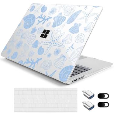 Imagem de Loyrina Capa rígida para laptop Microsoft Surface de 15 polegadas Copilot+ PC 2024 (7ª Ed), design floral leve e moderno, capa transparente para laptop, com capa de teclado TPU e adaptadores OTG
