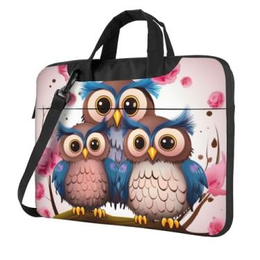 Imagem de Capa protetora para notebook com corujas fofas à prova de choque bolsa portátil para laptop à prova d'água para homens e mulheres, Preto, 14 inch