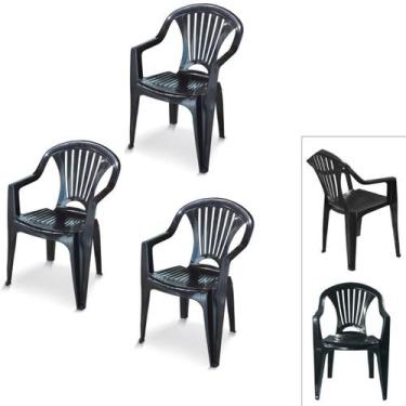 Imagem de Kit 3 Cadeira Poltrona Plástico Vime Multiuso Lazer Preta - Arqplast