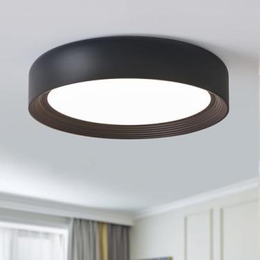 Imagem de Gisisee Luminária De Teto Led Embutida Preta Regulável De 15,75 Polegadas, Luminária De Teto Redonda Moderna, Iluminação Próxima Ao Teto Para Sala De Estar, Quarto, Cozinha, Lavanderia