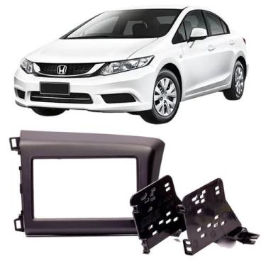 Imagem de Moldura 2 Din Civic 2012 à 2016 Preta Painel Central Multimídia Mp5 So