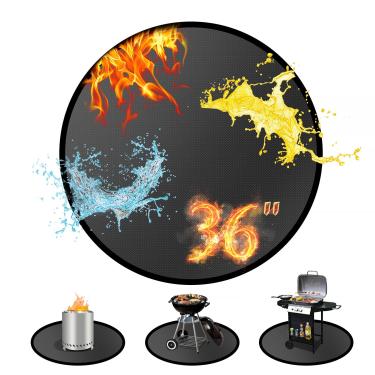Imagem de Youlvy Tapete redondo para fogueira de 91 cm para fogão solo fogueira/sob churrasqueira, 4 camadas à prova d'água à prova de fogo, à prova de óleo, tapete para churrasco, portátil, defumador de grama