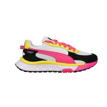 Imagem de PUMA Girl's Wild Rider Rollin' (Big Kid) Puma White/Pink Glo/Blazing Yellow 5 Big Kid M