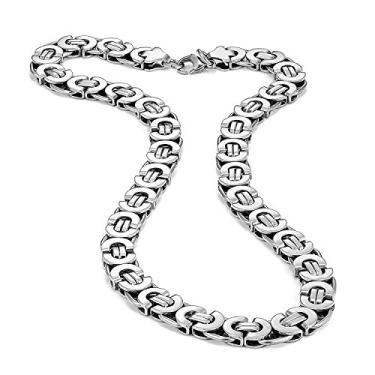 Imagem de Colar masculino de aço inoxidável ultra largo estilo mecânico da Urban Jewelry (prata, 45, 53, 23 polegadas, 11 mm de largura)