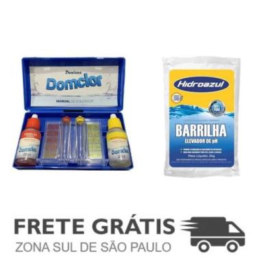 Imagem de Kit 1 Estojo pH Cloro 1 Barrilha Elevador Ph Hidroazul