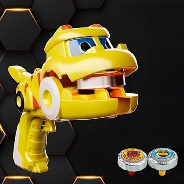 Imagem de Brinquedo Batalha Dinossauro Lançador De Disco + 2 Lançadores Dinossauro Amarelo