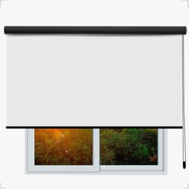 Imagem de Cortina Persiana de Rolo, Rollon, rolô Blackout, black out, blacaute (Tóquio 01 - Acabamento Preto, 1,40 (lar) x 1,40 (alt) - COM BANDÔ)