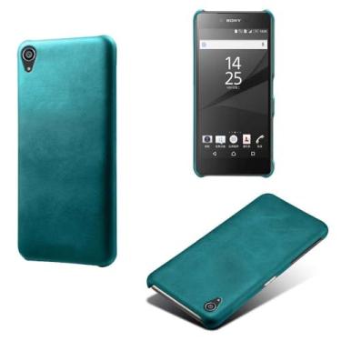 Imagem de Capa para Sony Xperia Z5 Plus,Proteção contra quedas,Casca de volta de cor sólida simples,Design de couro de imitação de plástico-Green