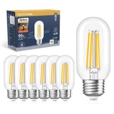 Imagem de Lâmpada LED Sphoon Tubular T45 T14 6W E26 2700K 600lm, pacote com 6