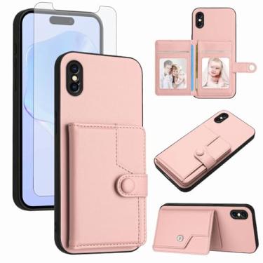 Imagem de Asuwish Capa de telefone para iPhone Xs X 10 10s capa carteira com protetor de tela de vidro temperado RFID fino suporte para cartão de crédito acessórios para celular iPhoneX iPhoneXs iPhone10 i