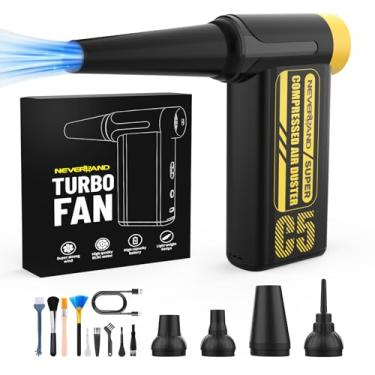 Imagem de NEVERLAND Espanador de ar recarregável – Soprador elétrico sem fio de alta velocidade de 240.000 RPM, soprador de remoção de poeira ajustável de 8 velocidades, espanador alimentado por bateria para