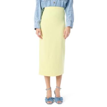 Imagem de DEE OCLEPPO Saia lápis feminina Poppy Pull on Slim Fit Midi Padrão, pera amarela, P