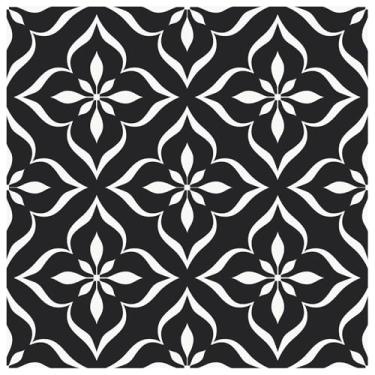 Imagem de MORCART Azulejo autoadesivo para piso de vinil faça você mesmo: Flores quadradas pretas + brancas 20 x 20 cm, 20 peças, adesivo de azulejo impermeável e removível para cozinha, banheiro, escada FT