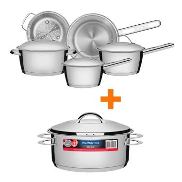 Imagem de Conjunto Panelas Inox 5 Pç + Panela Inox 4,7L Tramontina