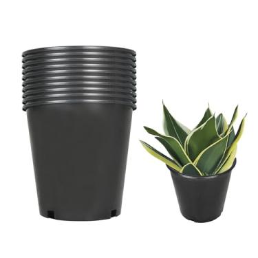Imagem de findmall Vasos de 1/2/3/5/7/10/15 galões para plantas, vaso de plástico premium de 2 galões, vasos de cultivo de ervas e horta com orifícios de drenagem para uso externo e interno, preto, pacote com