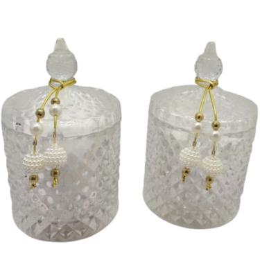 Imagem de Kit Potiche de Vidro Cristal com Tampa e Pingente Decorativo – Ideal para Bomboniere, Açucareiro, Porta Doces ou Decoração Mesa Luiggi Presentes® (Dourado)