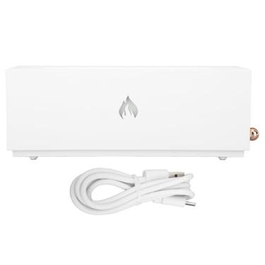 Imagem de Flame Air Difusor 3D Aparência de lareira Multi Colored Power Off Protection 320ml Silent Flame Mist umidificador de ar para o escritório do quarto (Branco)