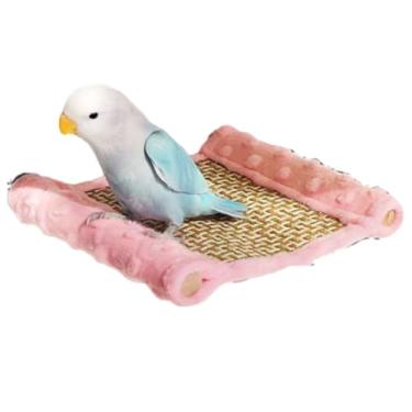Imagem de Tapete de resfriamento para pássaros, poleiro, pássaro, plataforma reversível, brinquedo de poleiro confortável para papagaio, periquito, calopsita africana, cinza, cacatua, Lovebird Conure (rosa