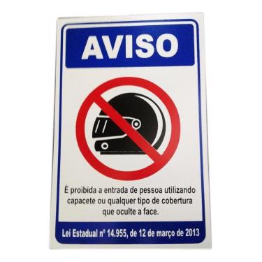 Imagem de Placa Pvc Proibido Entrada Capacete Auto-Adesiva Jaime 3 Uni