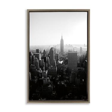 Imagem de Stupell Industries Design de arte de parede em tela flutuante marrom monocromática Empire Building por Aledanda, 78 x 53 cm