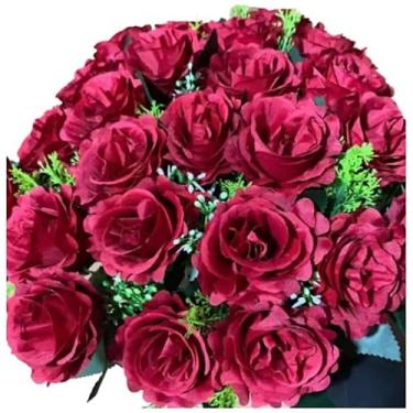 Imagem de Buquê de rosas com folhagem C/24(Marsalas 4581/3916,1 Unidade)