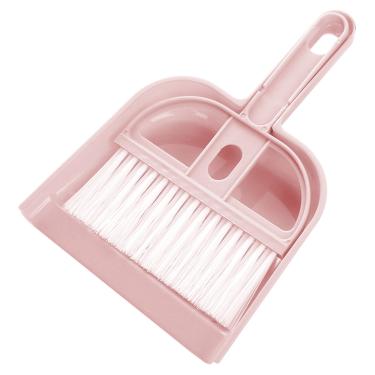 Imagem de Mão Dustpan and Brush Set Limpeza Eficiente Compacto Portátil Mini Vassoura Dustpan Combo para Estudantes Desktop Pet Proprietários PP Elastic Bristles 50g 2PCS (Rosa)