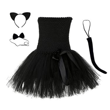 Imagem de Jamron Conjunto de vestidos de festa para meninas 1-12 anos vestido de princesa tutu fantasia animal fantasia cosplay gato SN601C013 9-10 anos