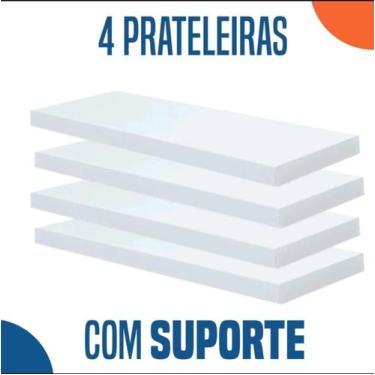 Imagem de Kit 4 Prateleiras 50x10cm Porta Retratos Quadros Livros Resistente Sup