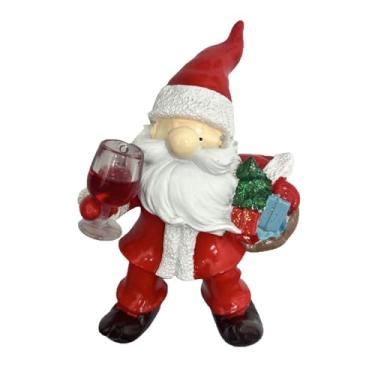 Imagem de Bothyi Estatueta de Papai Noel, pequena estátua colecionável, decoração de Natal fofa, escultura para loja, sala de estar, lareira, prateleira, festa, Holding a Glass