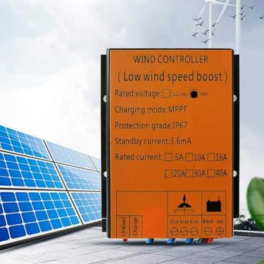 Imagem de 48V,MPPT 6000W-8000W Controlador de carga de turbina eólica impermeável, 10A -40A Tensão do controlador de baixa velocidade do vento 12V 24V AUTO 48V para sistema de turbina eólica