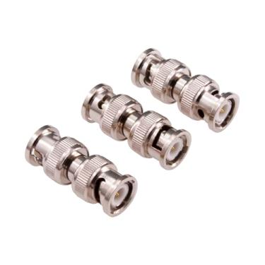 Imagem de Yuelulala 3 peças BNC macho para macho adaptador adaptador coaxial RF conector adaptador coaxial (Y201-3)