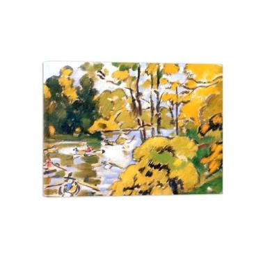 Imagem de Impressão em tela de paisagem-Famous Wall Art Picture-Lake in Forest-Poster para decoração de sala de estar pronto para pendurar tela embrulhada 60x80cm24x31in