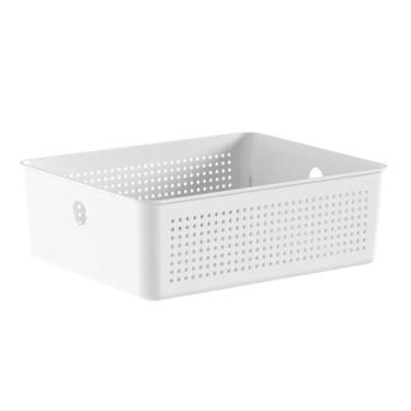 Imagem de Cesto Organizador Empilhável Multiuso 34x27x9cm Branco Flow Ou, Branco