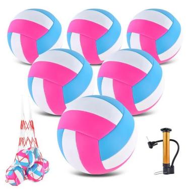 Imagem de Volleyball ELKCIP, tamanho oficial, 5, pacote com 6 unidades, bomba e 