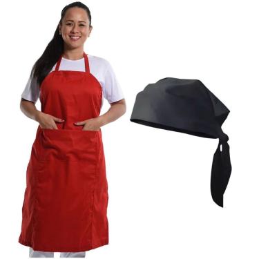 Imagem de Kit Chef Profissional Avental Bandana Cozinha Restaurante Unissex