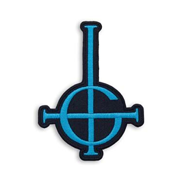 Imagem de Ghost Band Grucifix Blue Cross Symbol Patch Rock Heavy Metal Emblem Bordado Remendo Ferro On, 8,9 x 12,4 cm