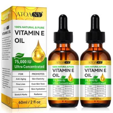 Imagem de Pacote com 2 óleos de vitamina E, 60 ml para pele, rosto, cabelo e cic