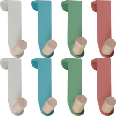 Imagem de QENWKXZ Pacote com 8 ganchos sobre a porta do armário, gancho sobre a porta traseira do banheiro organizador cabide para guirlanda de Natal meia roupas toalhas chaves, suportes de meia para manto