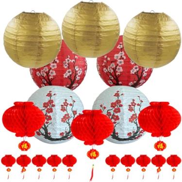 Imagem de 20 peças de lanterna de papel ouro branco vermelho mel pente bolas decoração para o ano novo decoração de Natal interior exterior