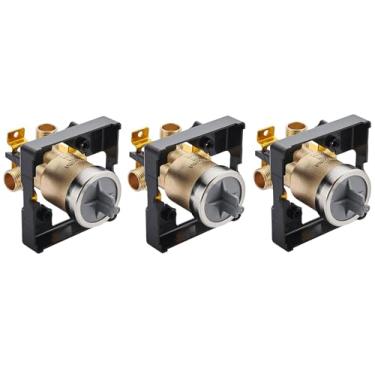 Imagem de Corpo de latão de válvula de chuveiro R10000-UNBXHF de 3 peças, compatível com as séries Delta 13/14/17 ou 17T, serve para a maioria dos kits de acabamento termostático de função única, função dupla