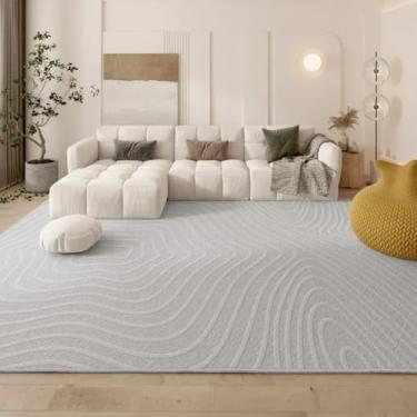 Imagem de Tapete com padrão de linha para decoração de sala de estar, tapete grande para sala de estar, quarto, tapete lavável para casa (200x250 cm/P)