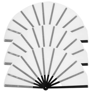 Imagem de ZFLYCANP 3 peças de ventilador de mão em branco dobrável de poliéster DIY com fita dupla face, ventiladores de impressão de transferência de calor para decoração de casa de preferência de casamento