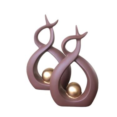 Imagem de Vasos Decorativos Para Sala,Vasos Decoração Dupla Enfeite Decorativo Cerâmica(Marrom Escuro)