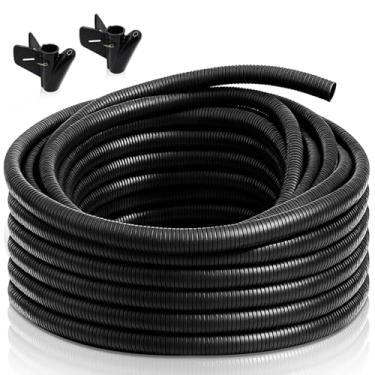 Imagem de Kit de tubulação de tear de fio dividido de 1,9 m com 2 braçadeiras - Conduíte flexível resistente à abrasão para proteção automotiva e mecânica de cabos