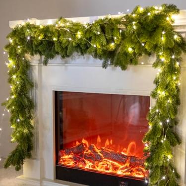 Imagem de Guirlanda de Natal de 1,8 m PARTY JOY com cordão de luzes de LED de 2,8 m, planta vegetal para decorações de Natal, manto de mesa, fundo de parede, quarto, decoração de inverno