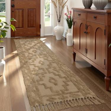 Imagem de Uphome Corredores Boho para corredores de 7 x 20 m, tapete lavável para corredor de entrada de fazenda, tapetes de corredor de quarto tufados de algodão, tapete estético tribal boêmio para porta de