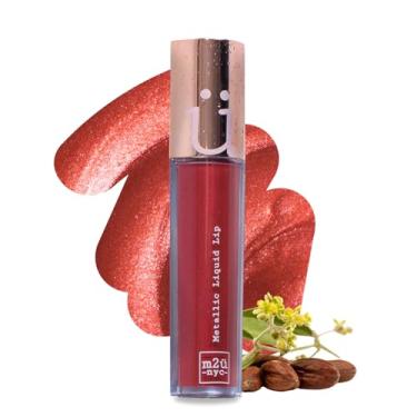 Imagem de Batom líquido metálico M2U NYC (0,21 oz) - Batom fosco de longa duração com cor de alto impacto para acabamento cintilante à prova de manchas - Brilho labial glam sem transferência